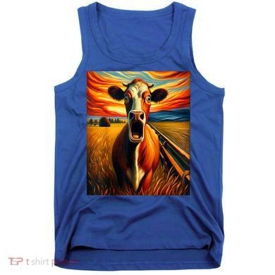 Expressionist Scream For Cow Lovers | Artistic Cow Tank Top