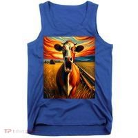 Expressionist Scream For Cow Lovers | Artistic Cow Tank Top thumb 0