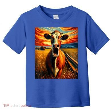Expressionist Scream For Cow Lovers | Artistic Cow Toddler T-Shirt