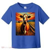 Expressionist Scream For Cow Lovers | Artistic Cow Toddler T-Shirt thumb 0