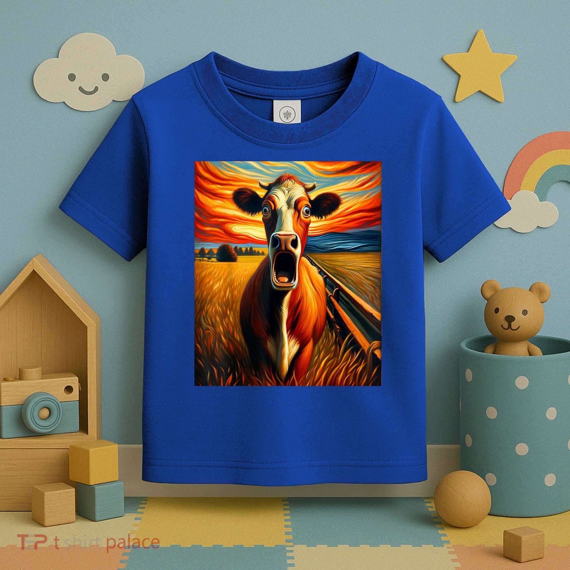 Expressionist Scream For Cow Lovers | Artistic Cow Toddler T-Shirt
