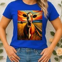 Expressionist Scream For Cow Lovers | Artistic Cow Women's T-Shirt thumb 2