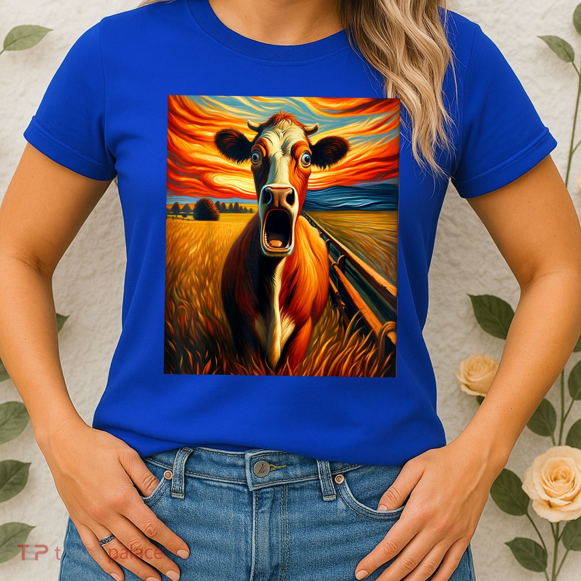 Expressionist Scream For Cow Lovers | Artistic Cow Women's T-Shirt