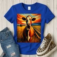 Expressionist Scream For Cow Lovers | Artistic Cow Women's T-Shirt thumb 3