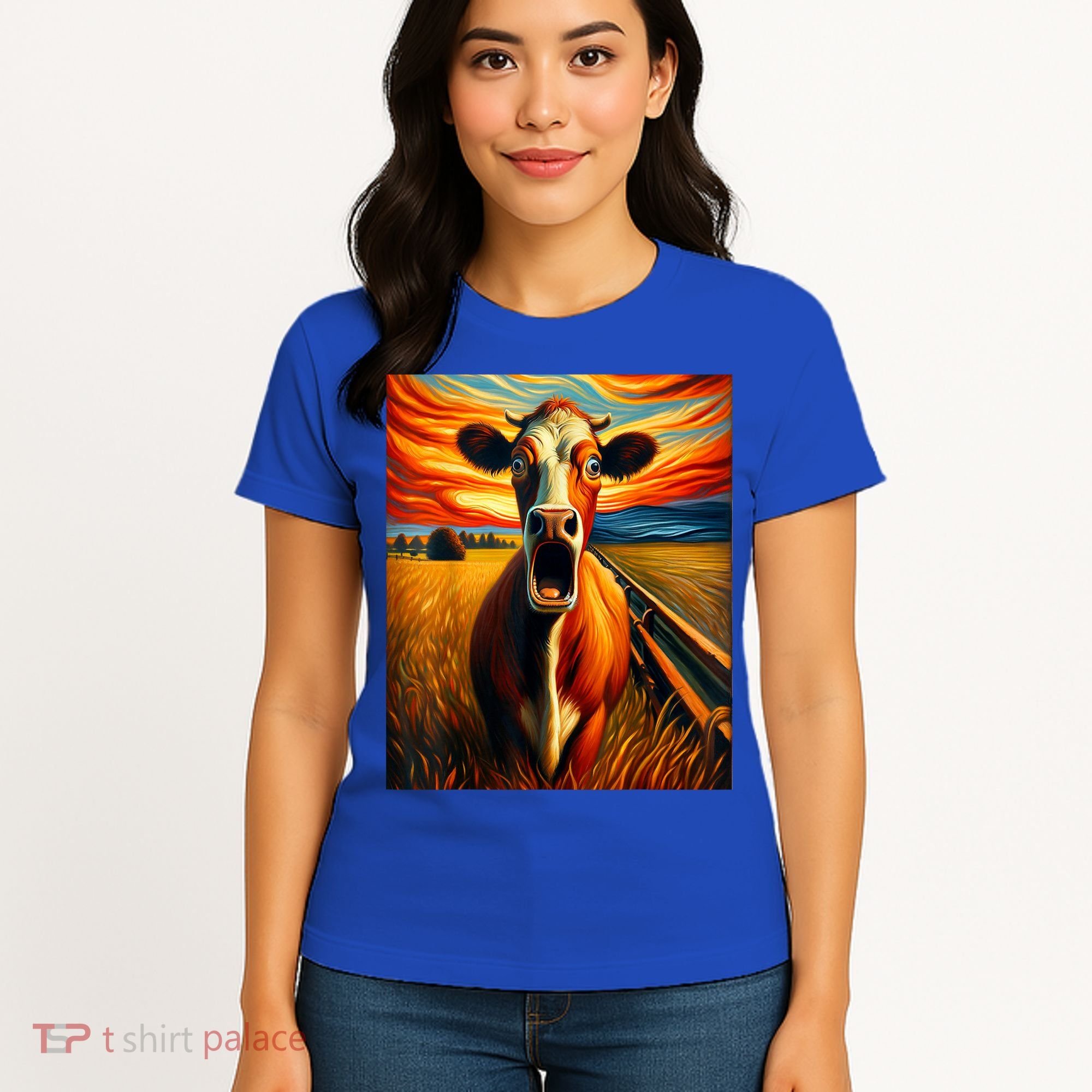 Expressionist Scream For Cow Lovers | Artistic Cow Women's T-Shirt