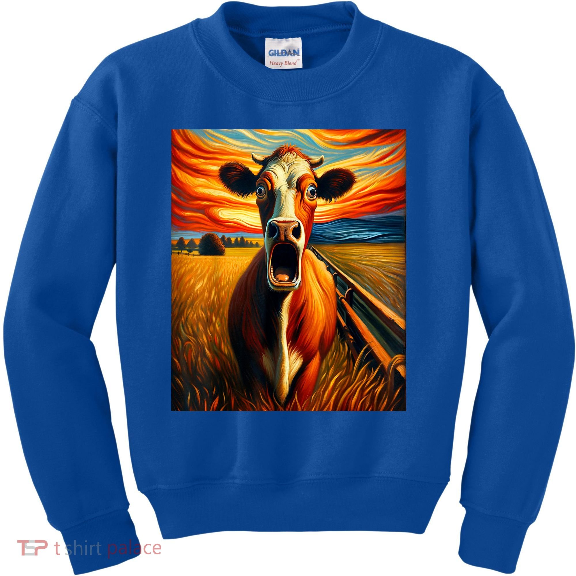 Expressionist Scream For Cow Lovers | Artistic Cow Kids Sweatshirt