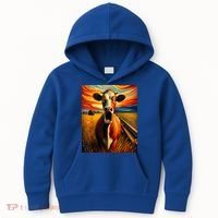 Expressionist Scream For Cow Lovers | Artistic Cow Kids Hoodie thumb 0