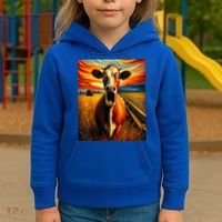 Expressionist Scream For Cow Lovers | Artistic Cow Kids Hoodie thumb 3
