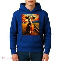Expressionist Scream For Cow Lovers | Artistic Cow Kids Hoodie thumb 4