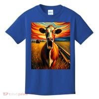 Expressionist Scream For Cow Lovers | Artistic Cow Kids T-Shirt thumb 0