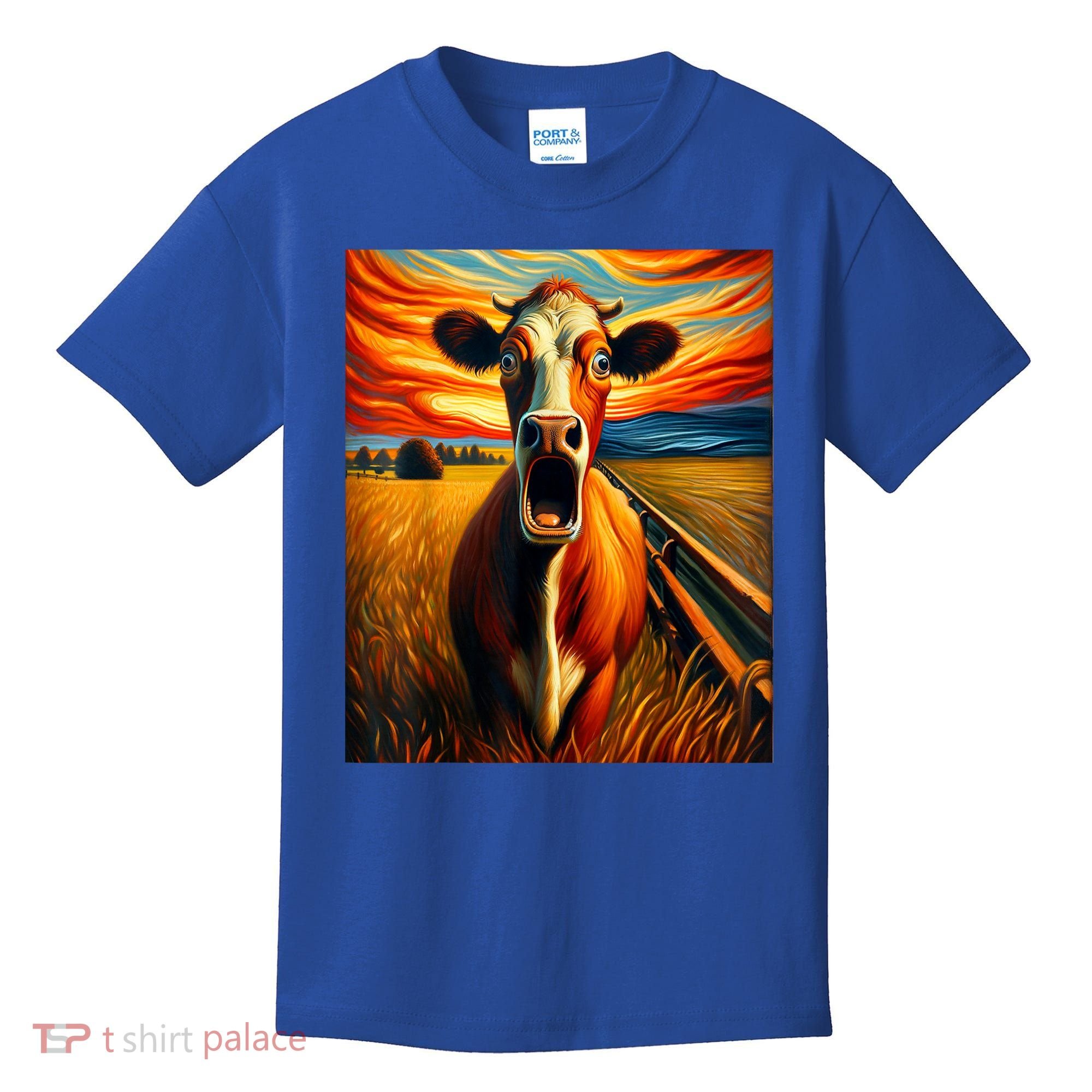 Expressionist Scream For Cow Lovers | Artistic Cow Kids T-Shirt