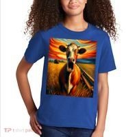Expressionist Scream For Cow Lovers | Artistic Cow Kids T-Shirt thumb 2