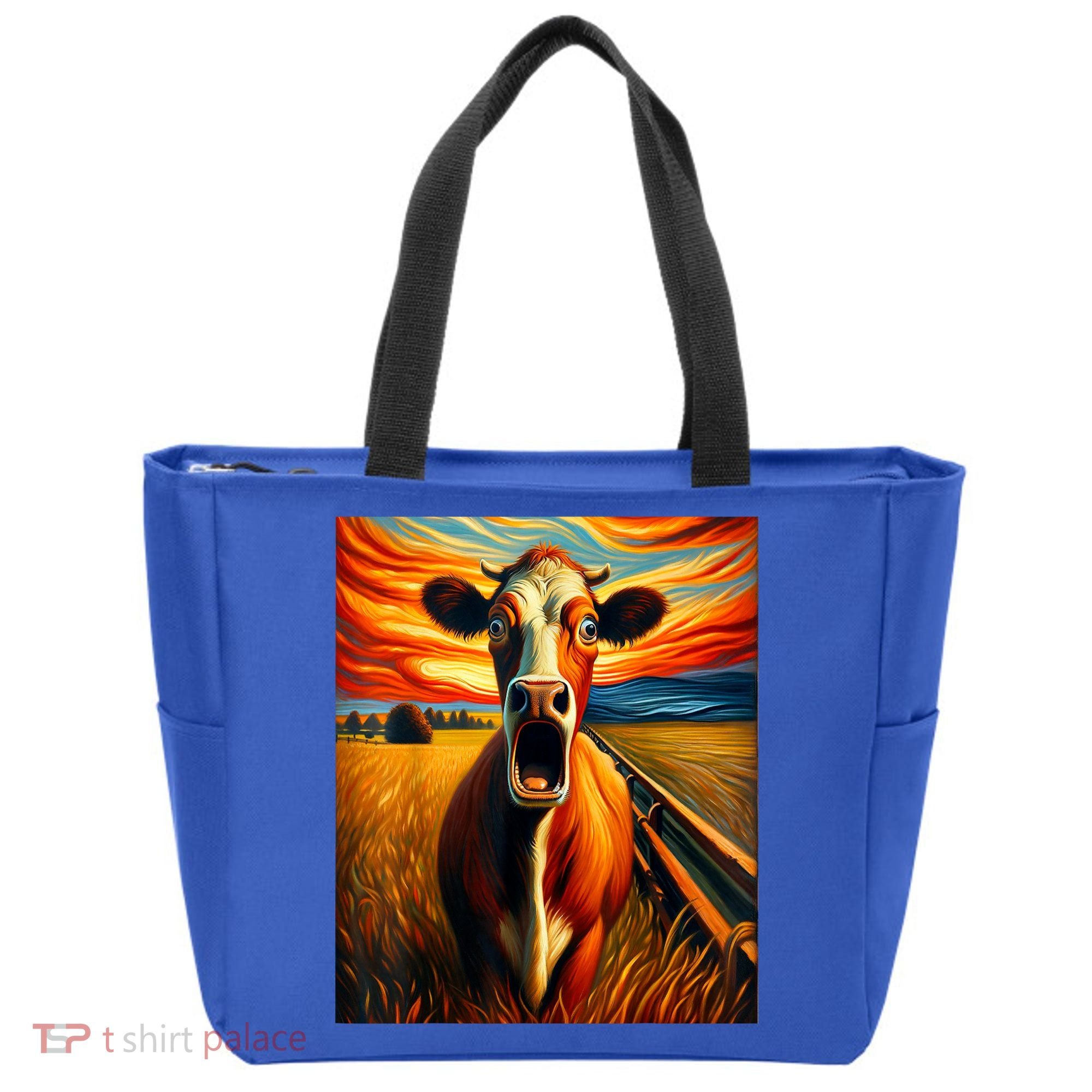 Expressionist Scream For Cow Lovers | Artistic Cow Tote Bag