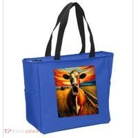 Expressionist Scream For Cow Lovers | Artistic Cow Tote Bag thumb 2