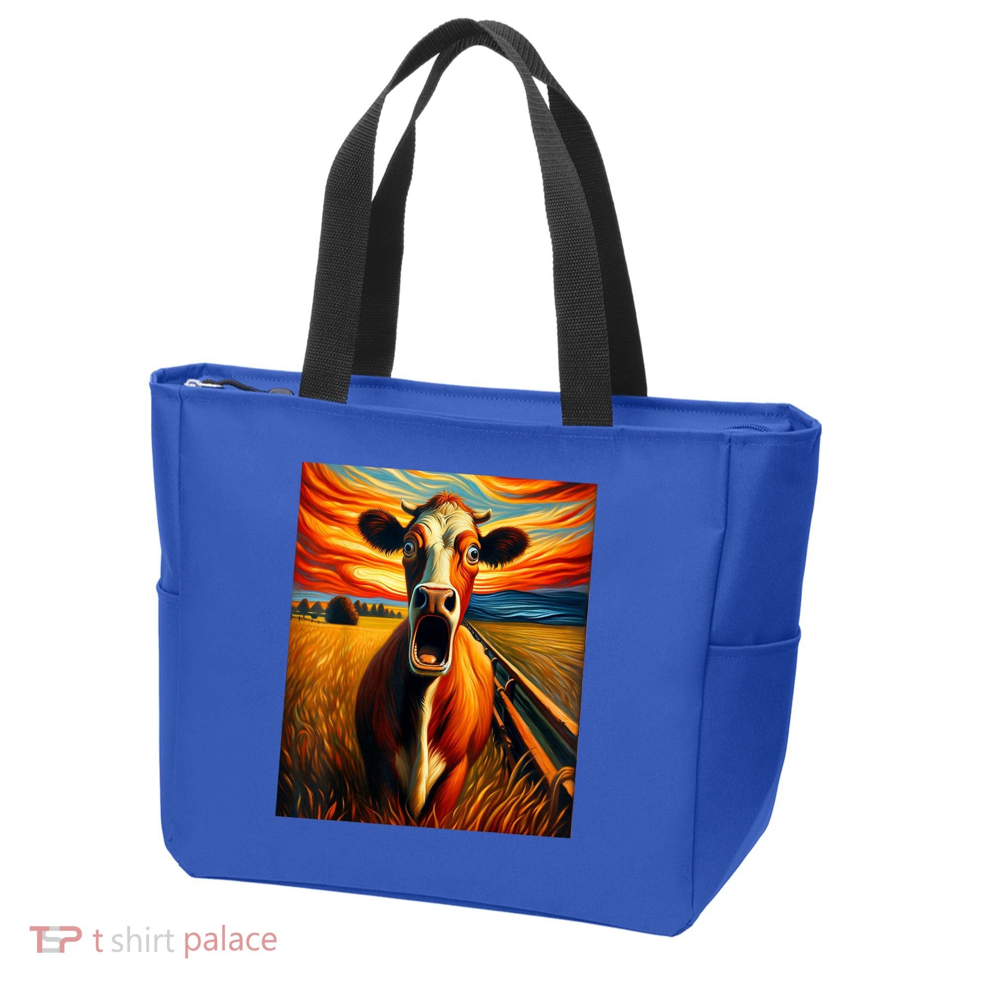 Expressionist Scream For Cow Lovers | Artistic Cow Tote Bag