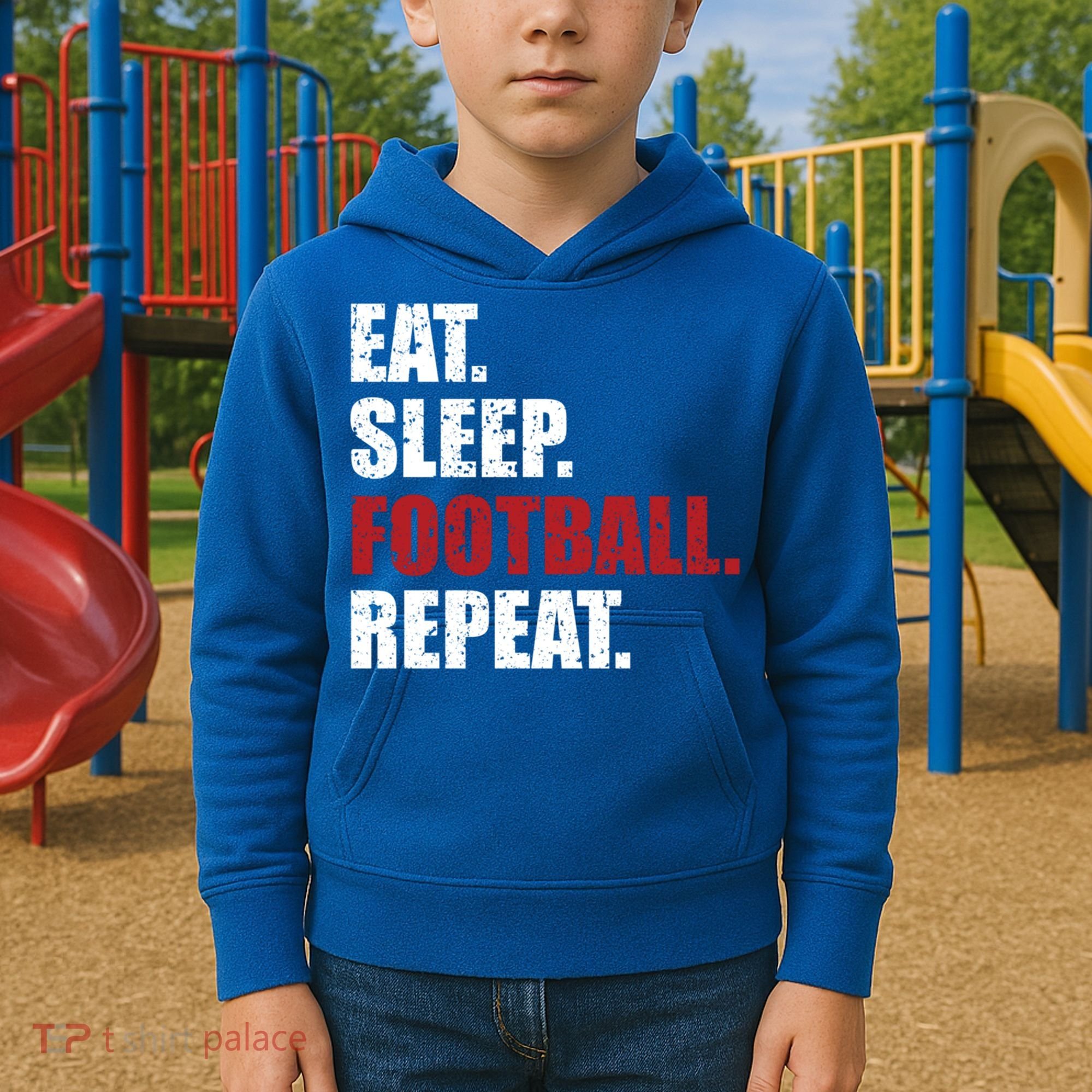 Eat Sleep Football Repeat Gift Kids Hoodie