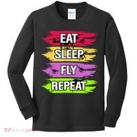 Eat Sleep Fly Repeat Kids Long Sleeve Shirt thumb 0