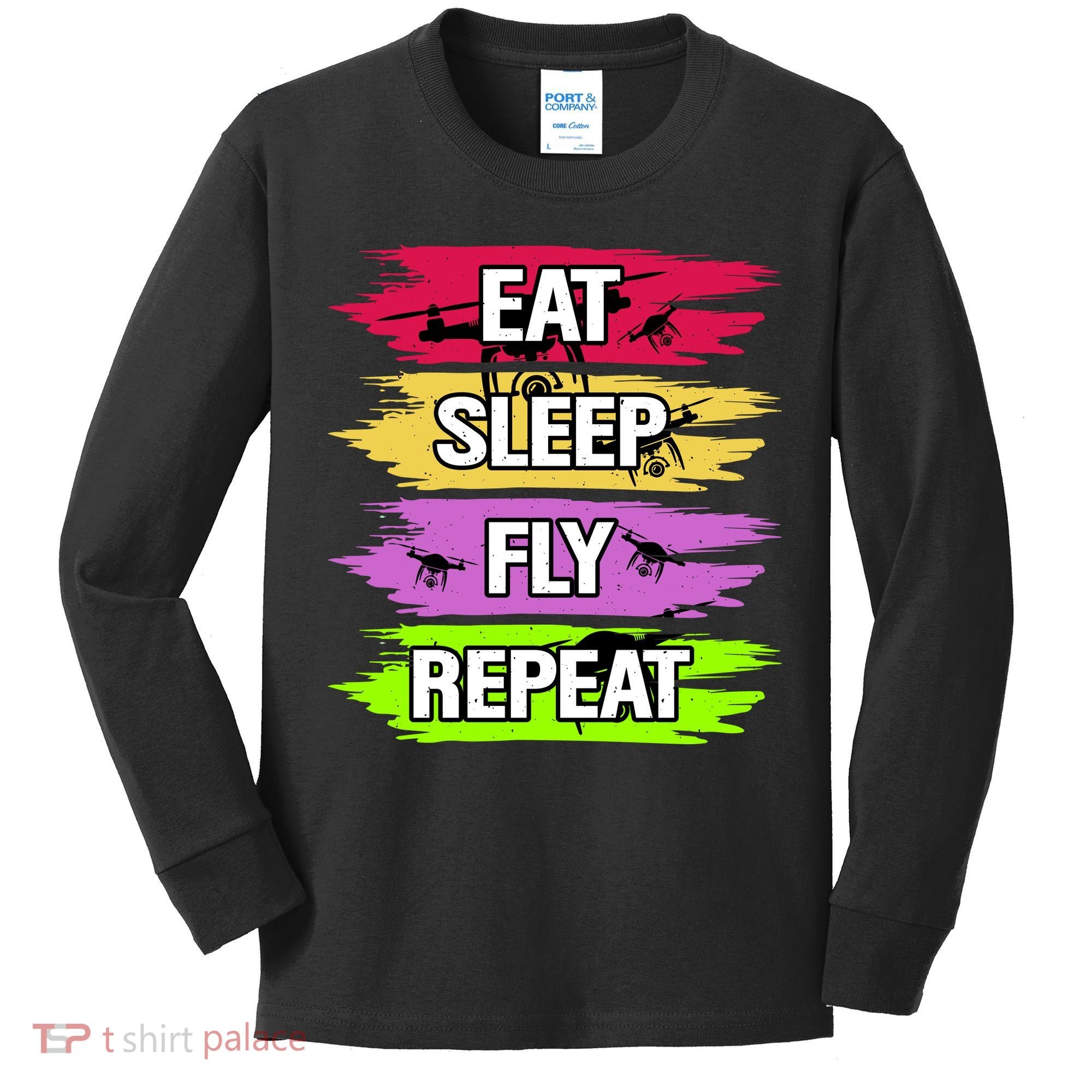 Eat Sleep Fly Repeat Kids Long Sleeve Shirt