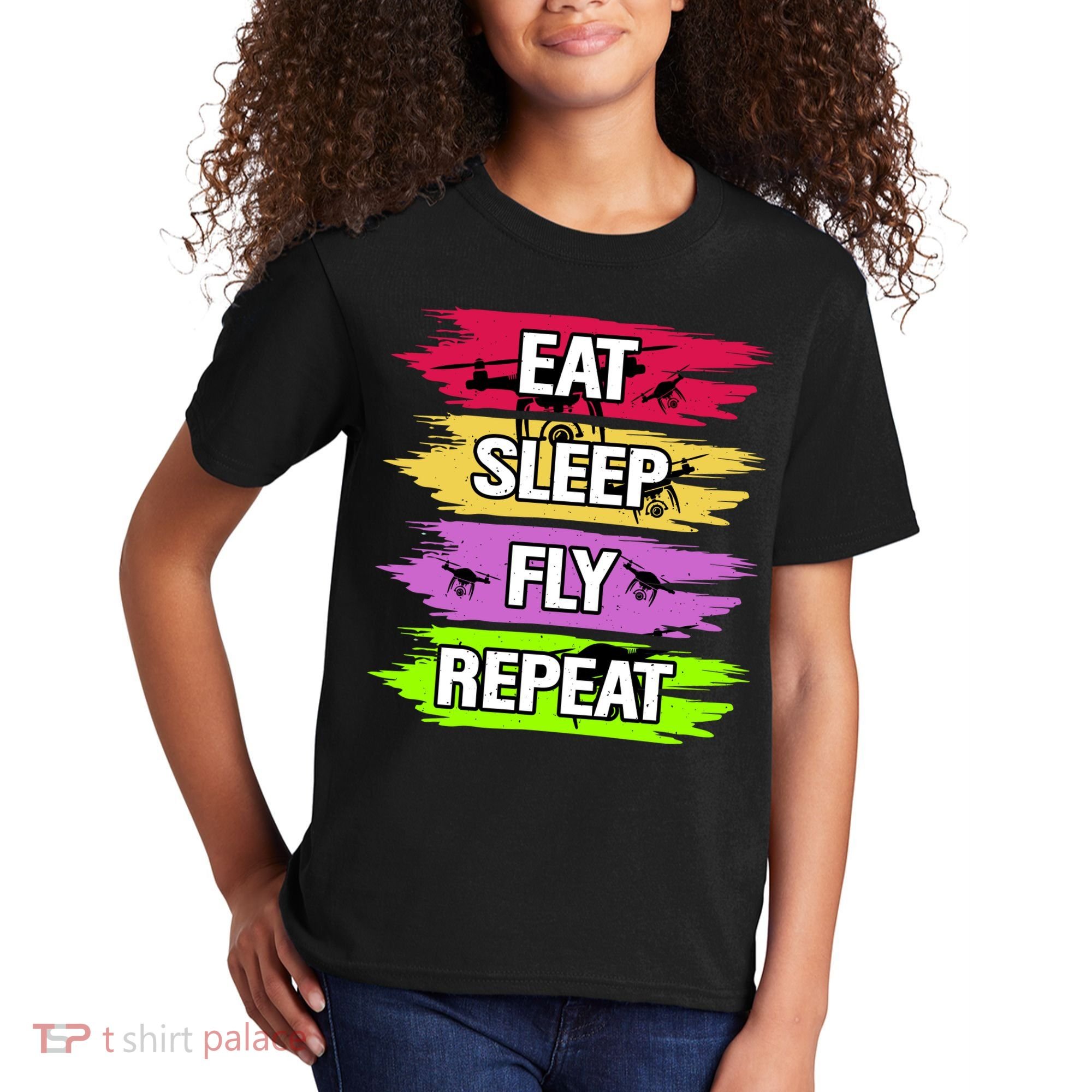 Eat Sleep Fly Repeat Kids T-Shirt