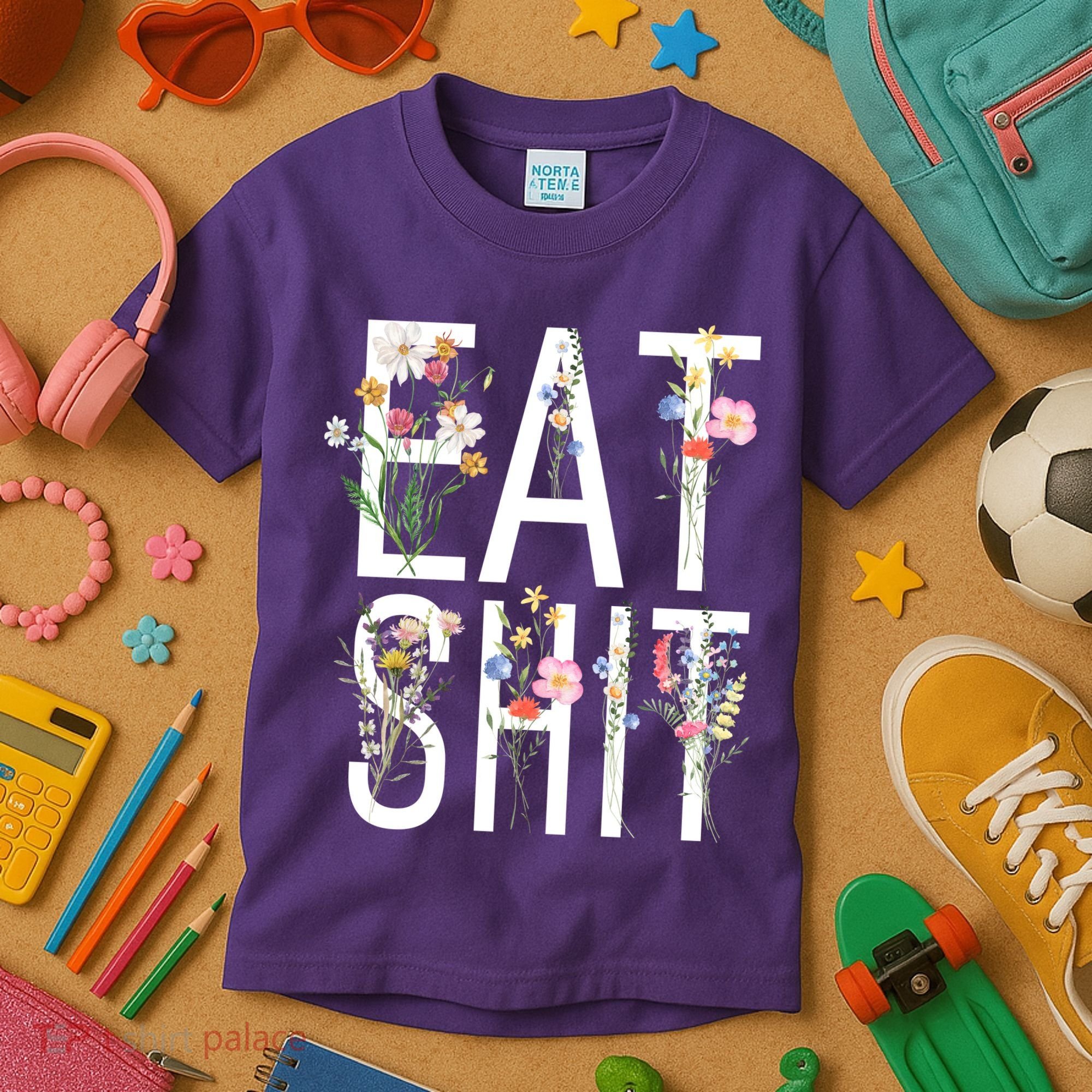 Eat Shit Flowers Floral Kids T-Shirt
