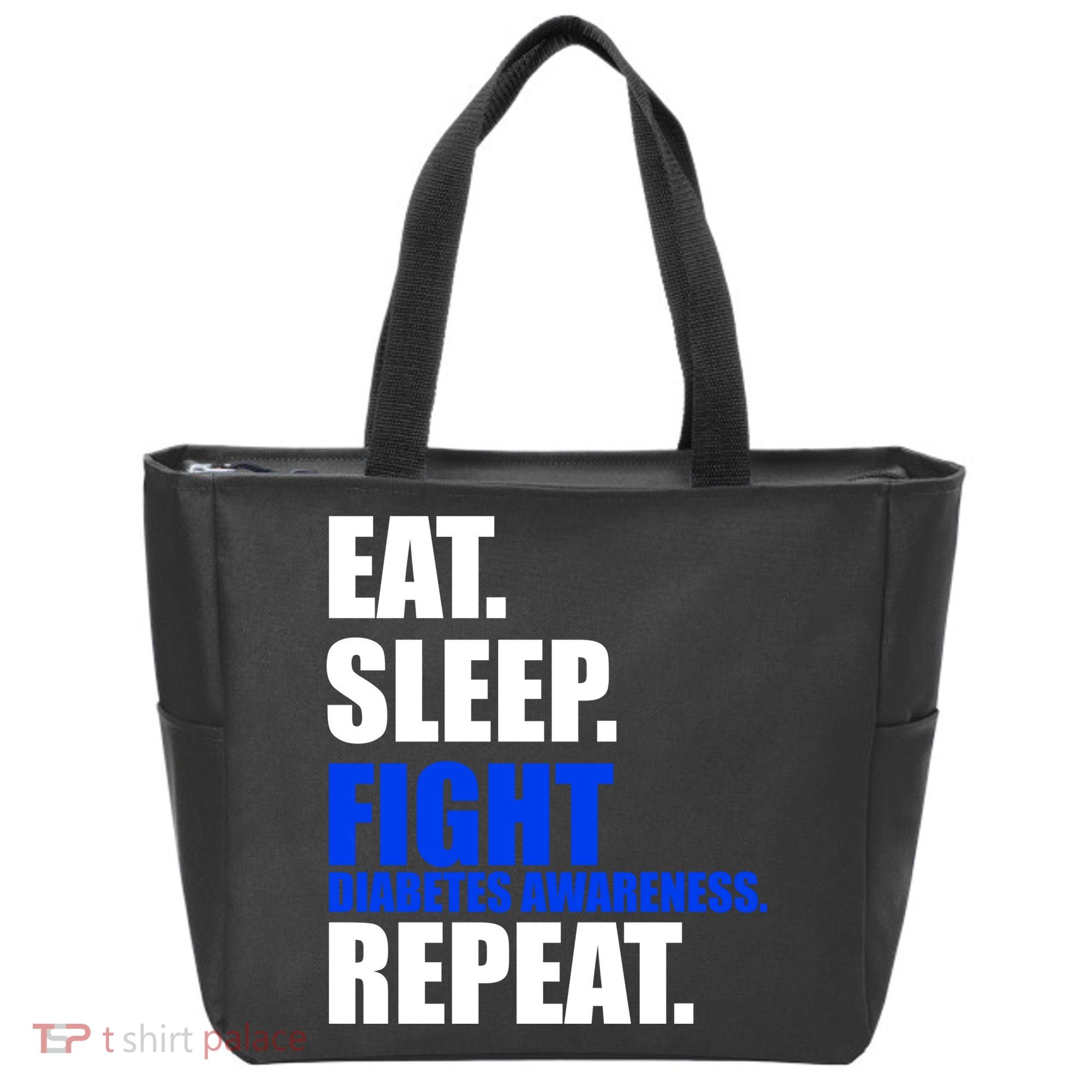 Eat Sleep Fight Diabetes Awareness Repeat Tote Bag