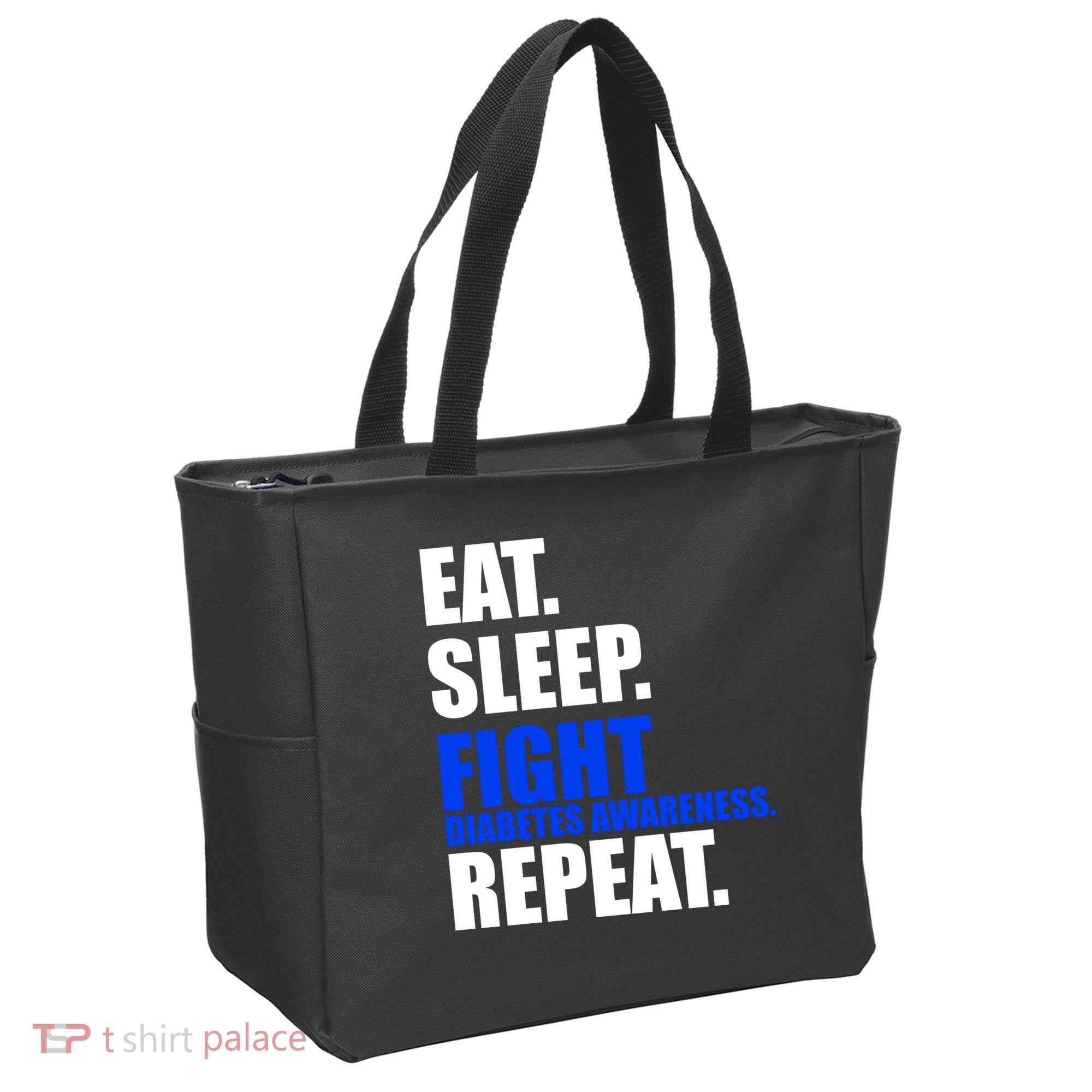 Eat Sleep Fight Diabetes Awareness Repeat Tote Bag