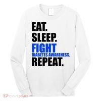 Eat Sleep Fight Diabetes Awareness Repeat Long Sleeve Shirt thumb 0
