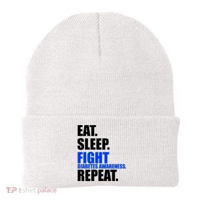 Eat Sleep Fight Diabetes Awareness Repeat Beanie