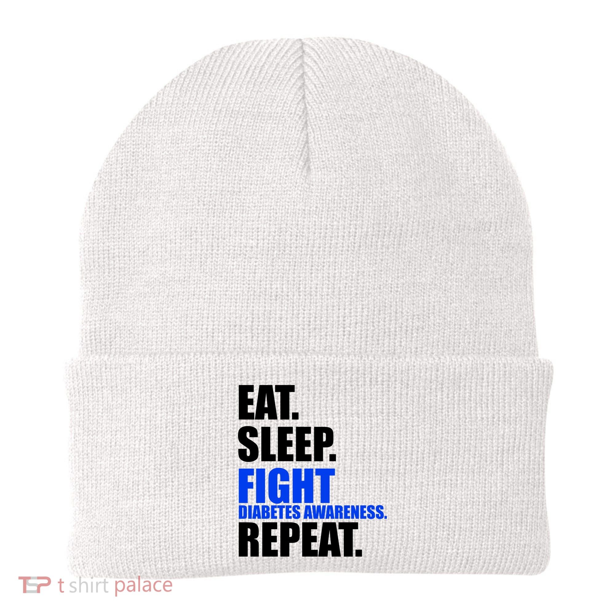 Eat Sleep Fight Diabetes Awareness Repeat Beanie