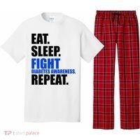 Eat Sleep Fight Diabetes Awareness Repeat Pajama Set thumb 0