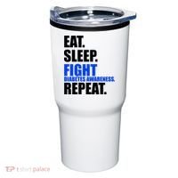 Eat Sleep Fight Diabetes Awareness Repeat Tumbler thumb 0