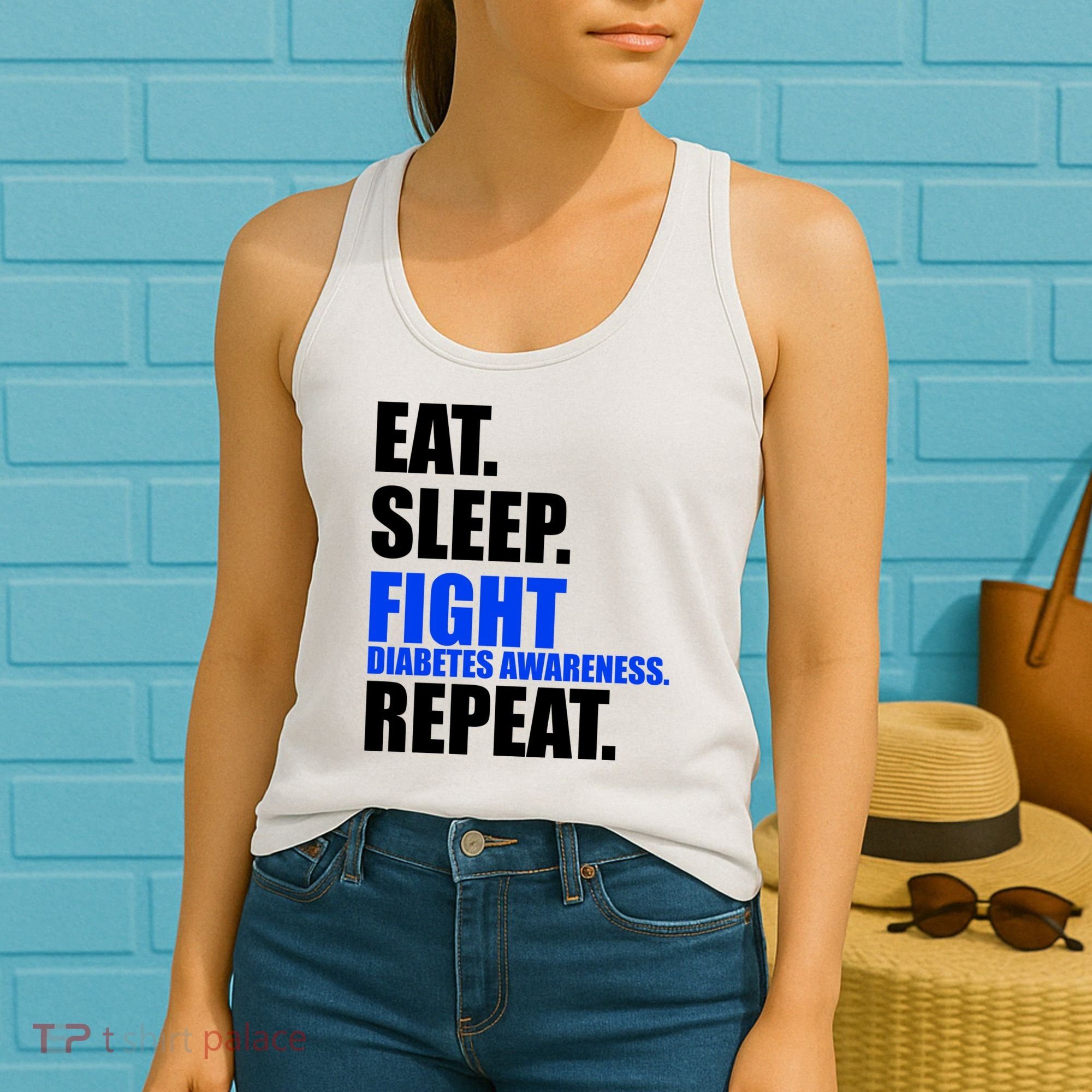 Eat Sleep Fight Diabetes Awareness Repeat Women's Tank Top
