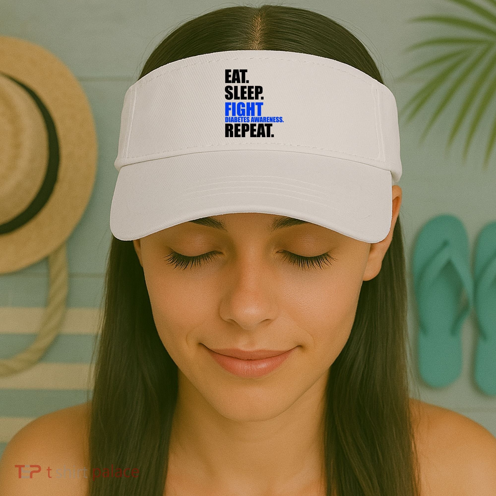 Eat Sleep Fight Diabetes Awareness Repeat Visor