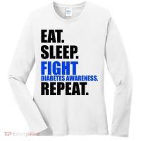 Eat Sleep Fight Diabetes Awareness Repeat Women's Long Sleeve Shirt thumb 0