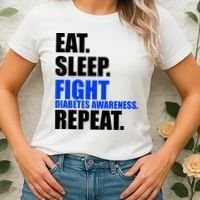 Eat Sleep Fight Diabetes Awareness Repeat Women's T-Shirt thumb 2