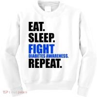 Eat Sleep Fight Diabetes Awareness Repeat Kids Sweatshirt thumb 0