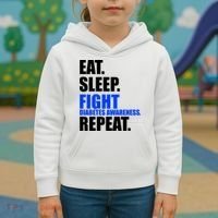 Eat Sleep Fight Diabetes Awareness Repeat Kids Hoodie thumb 3
