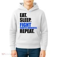Eat Sleep Fight Diabetes Awareness Repeat Kids Hoodie thumb 4