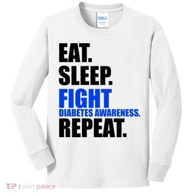 Eat Sleep Fight Diabetes Awareness Repeat Kids Long Sleeve Shirt