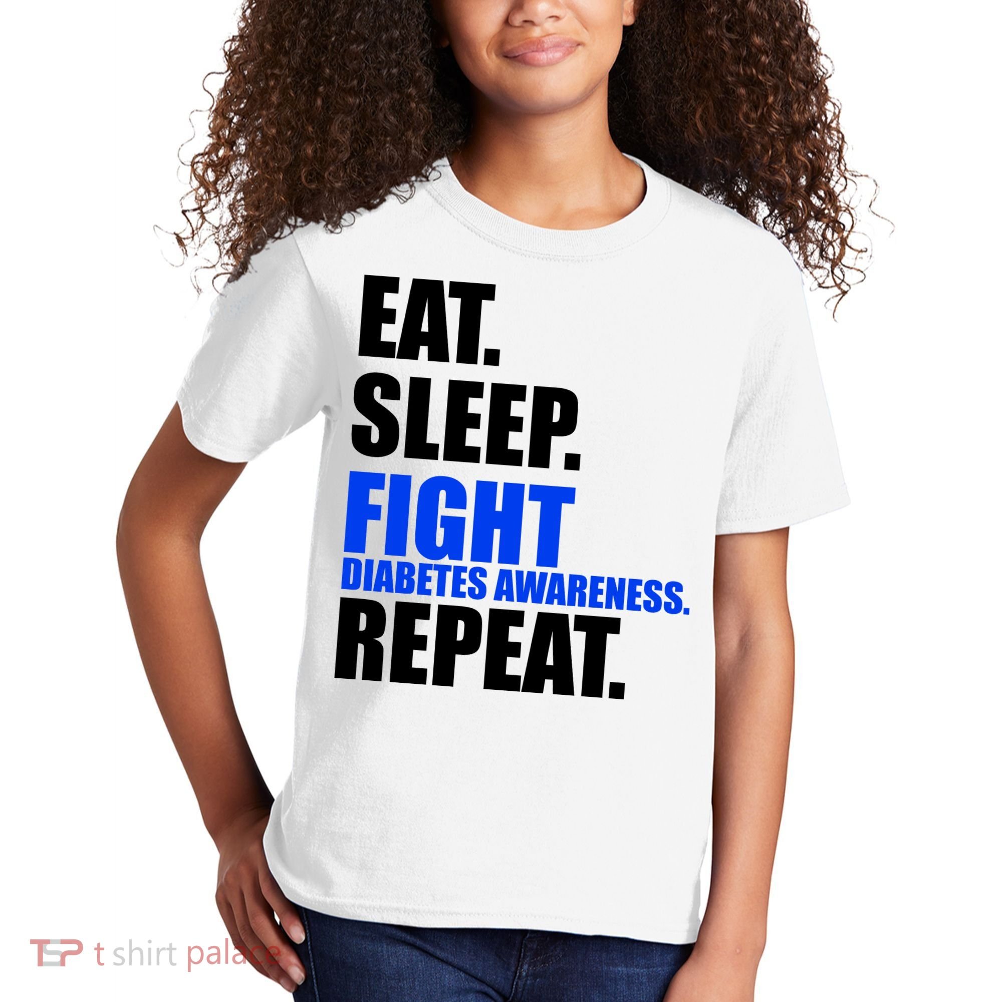 Eat Sleep Fight Diabetes Awareness Repeat Kids T-Shirt