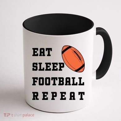 Eat Sleep Football Repeat Coffee Mug back