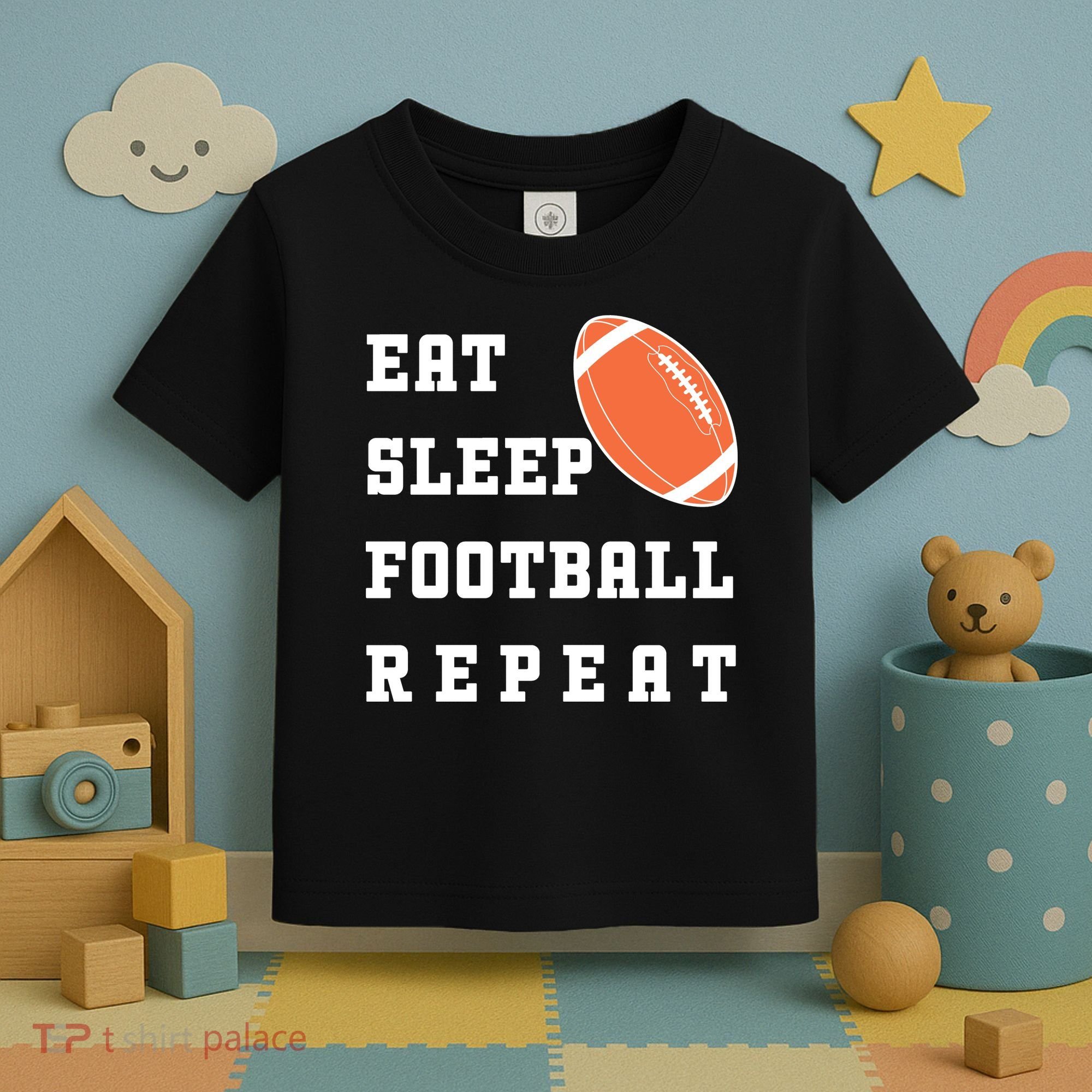 Eat Sleep Football Repeat Toddler T-Shirt