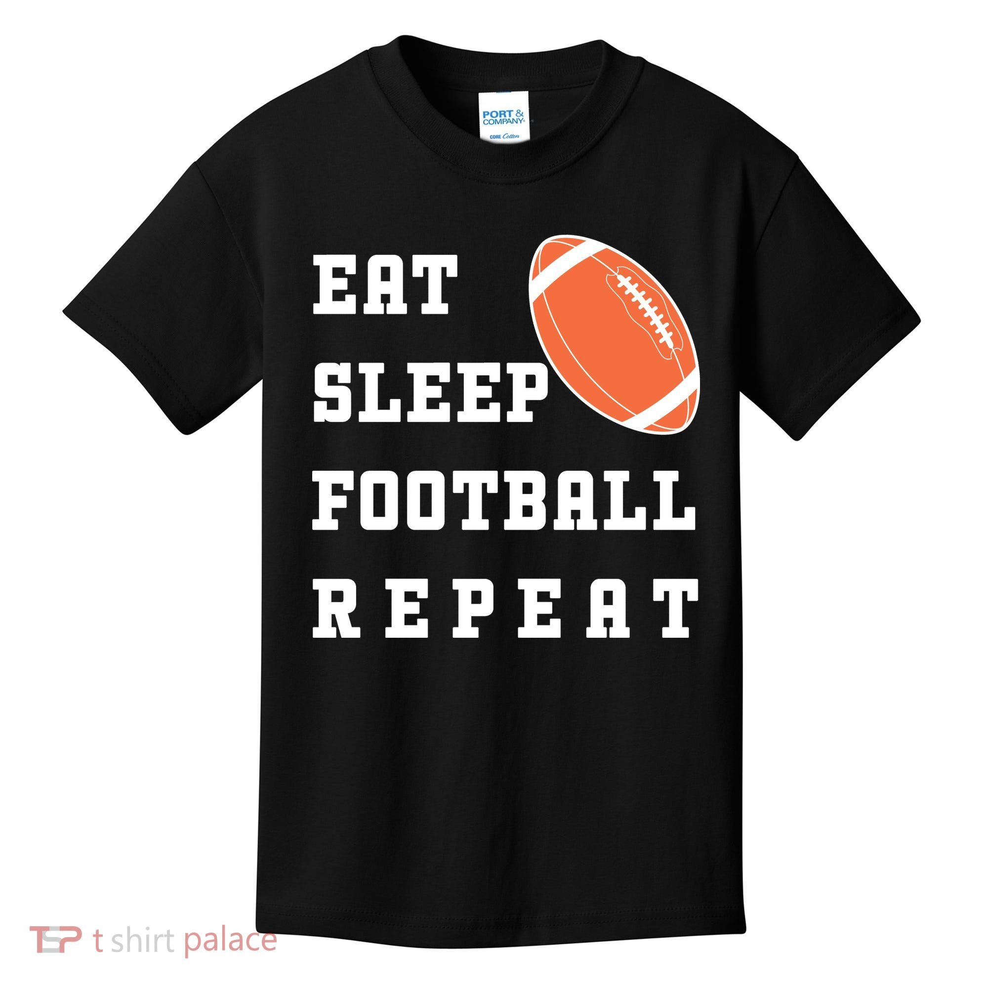 Eat Sleep Football Repeat Kids T-Shirt