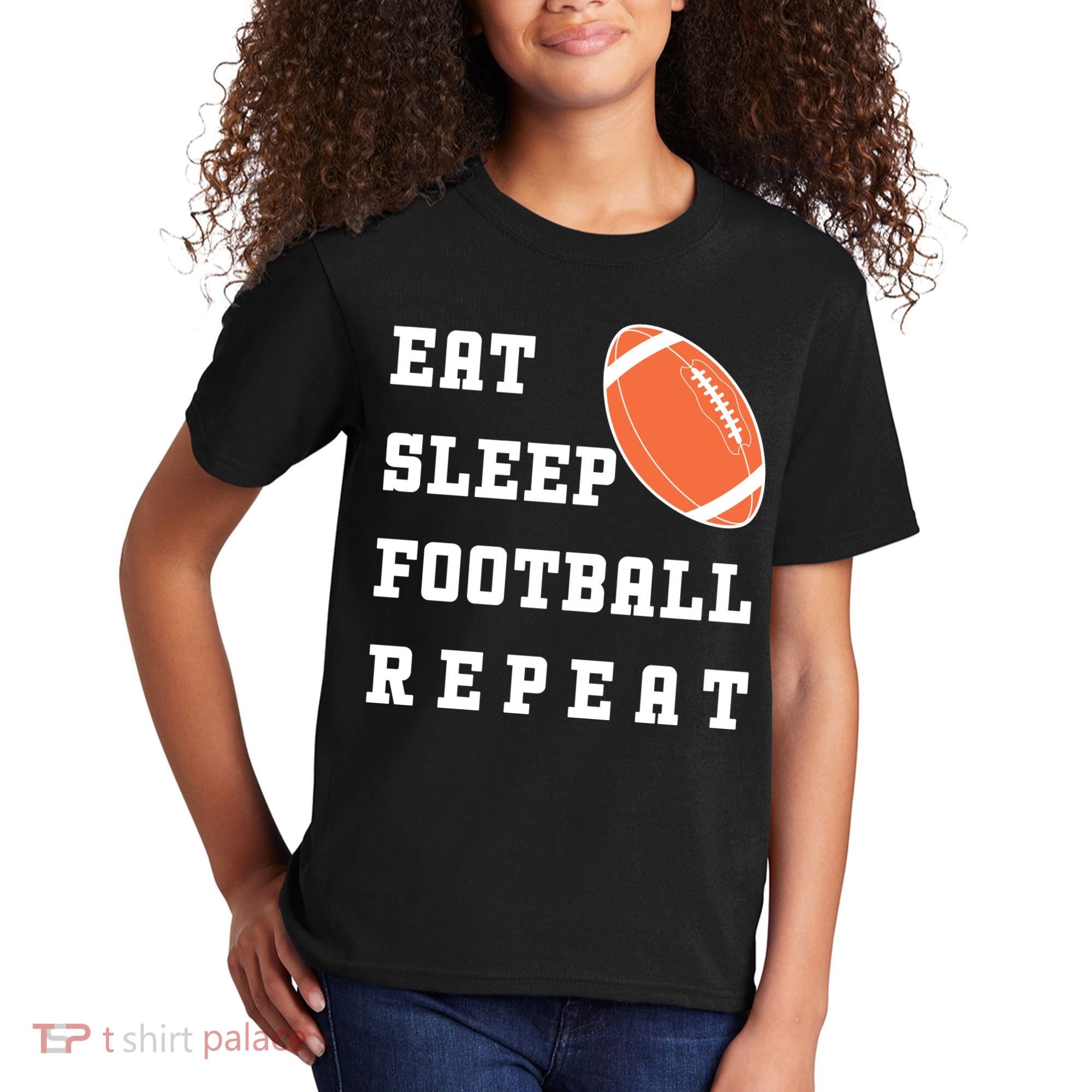 Eat Sleep Football Repeat Kids T-Shirt