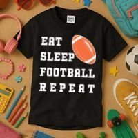 Eat Sleep Football Repeat Kids T-Shirt thumb 3
