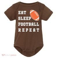 Eat Sleep Football Repeat Baby Bodysuit thumb 0