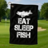 Eat Sleep Fish Fishing Fan Golf Towel thumb 1