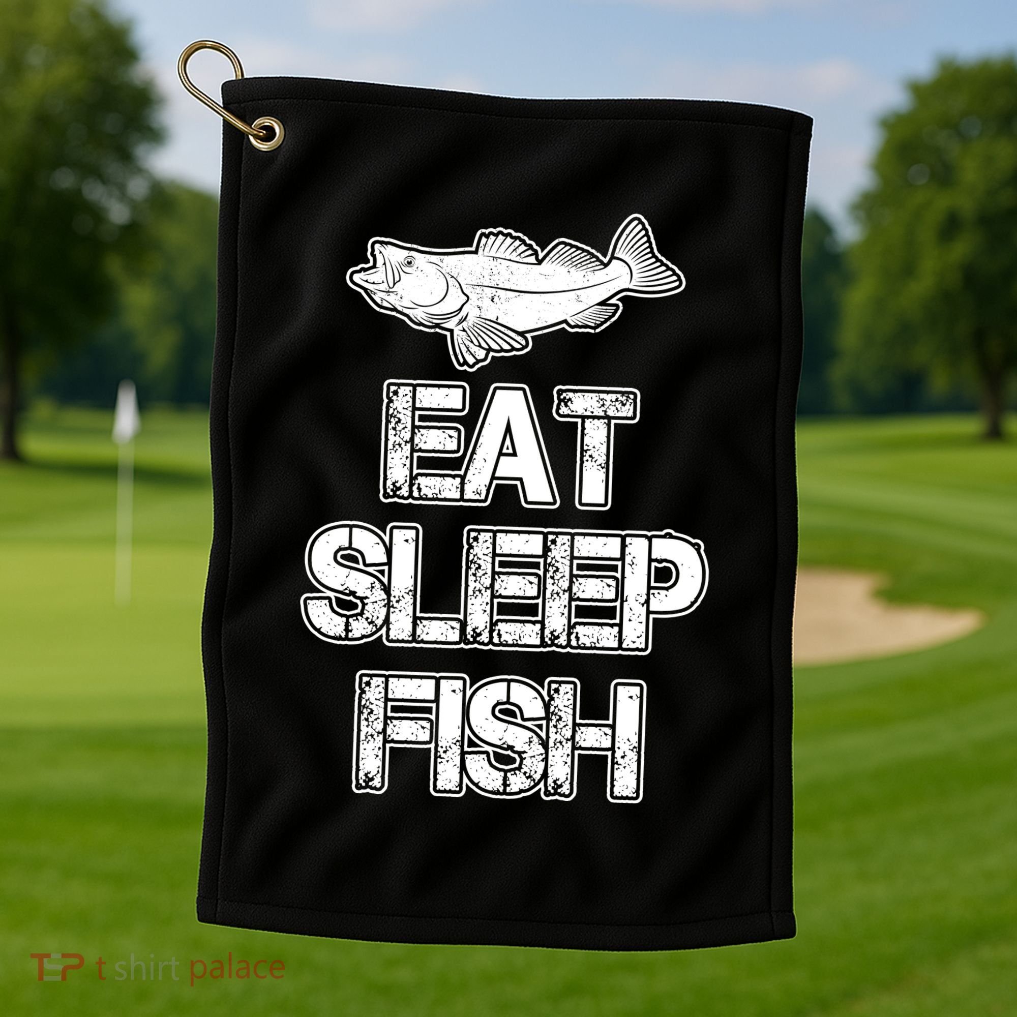 Eat Sleep Fish Fishing Fan Golf Towel
