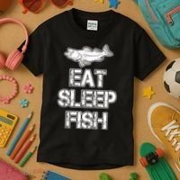 Eat Sleep Fish Fishing Fan Kids T-Shirt thumb 3
