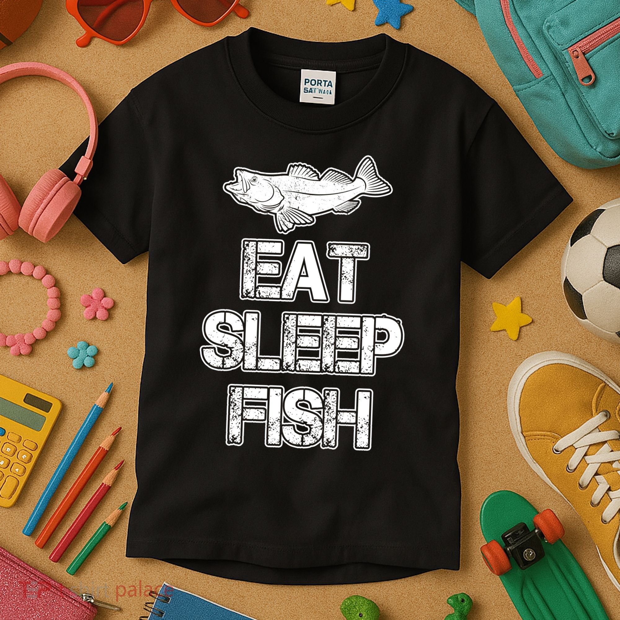 Eat Sleep Fish Fishing Fan Kids T-Shirt